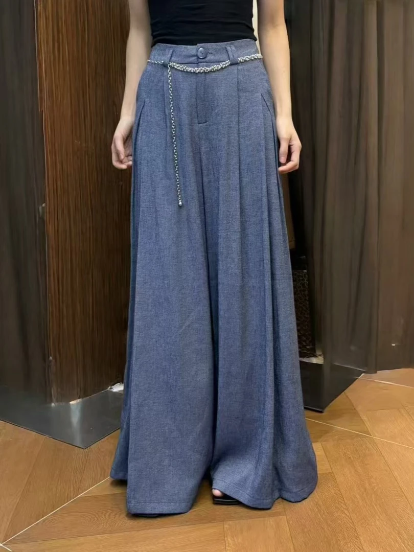 〖蕙子严选〗CK 66088新款高级感亚麻垂直阔腿裤不含腰带