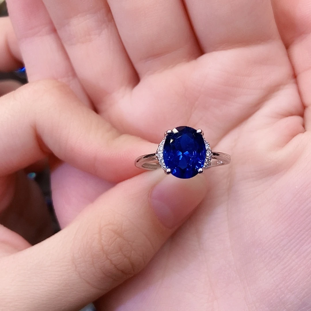 戒指银S925镶嵌蓝宝石