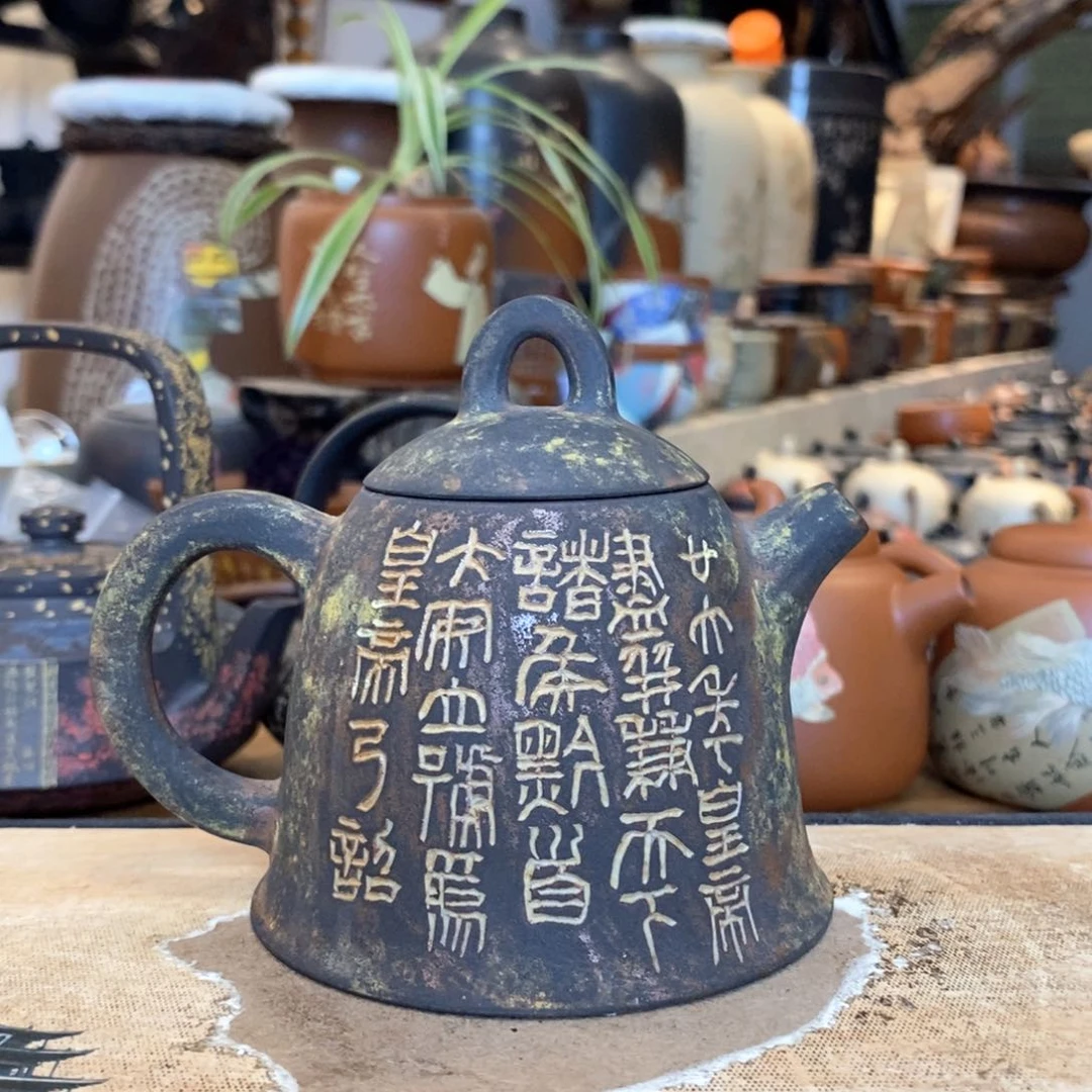 阅***古云南建水紫陶彩填壶