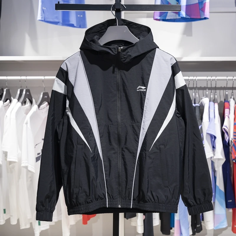 李宁运动风衣2024春季运动潮流男子防泼水宽松连帽外套AFDU033