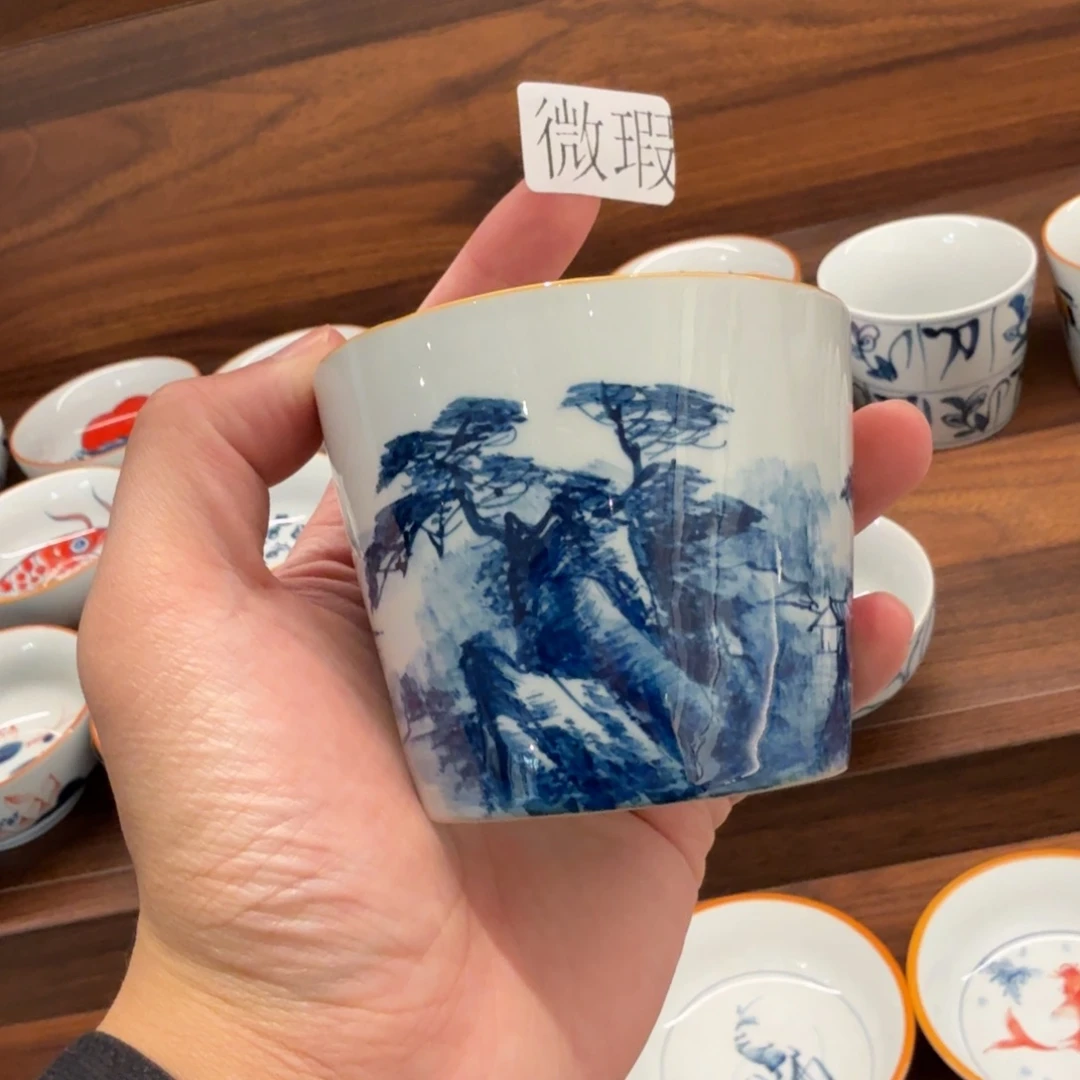 釉下手绘茶具微瑕