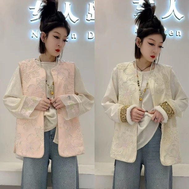 1576重工刺绣国风马甲（衣长65左右）