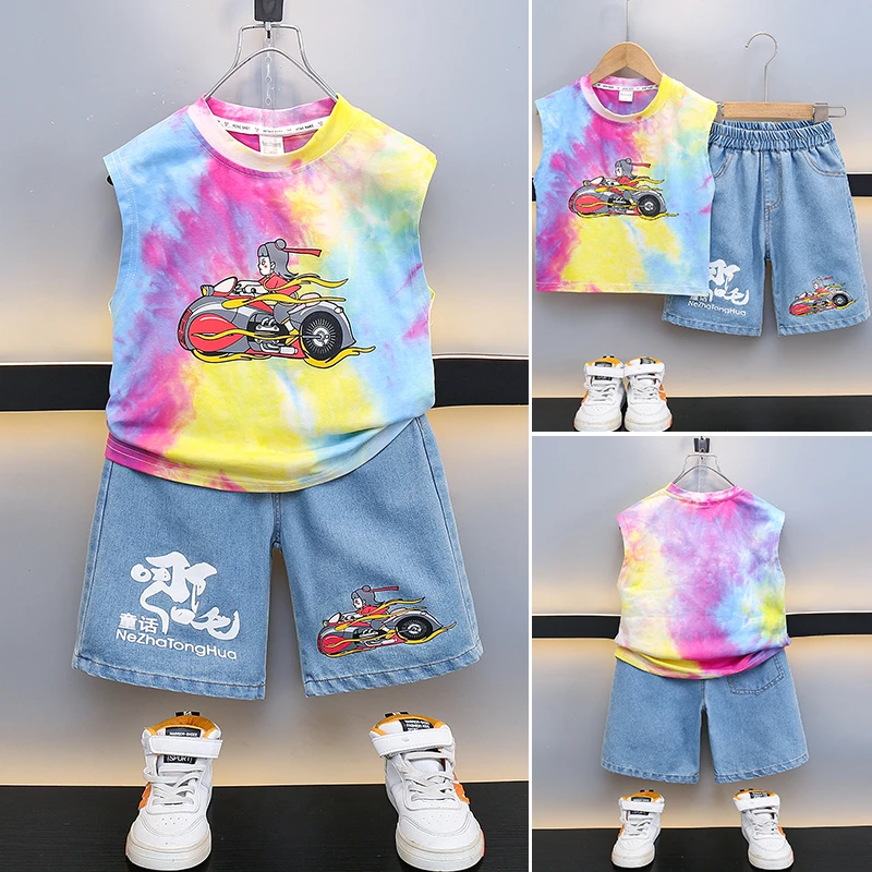 儿童夏装无袖套装2025新款宝宝夏季背心小孩休闲两件套短裤夏天潮