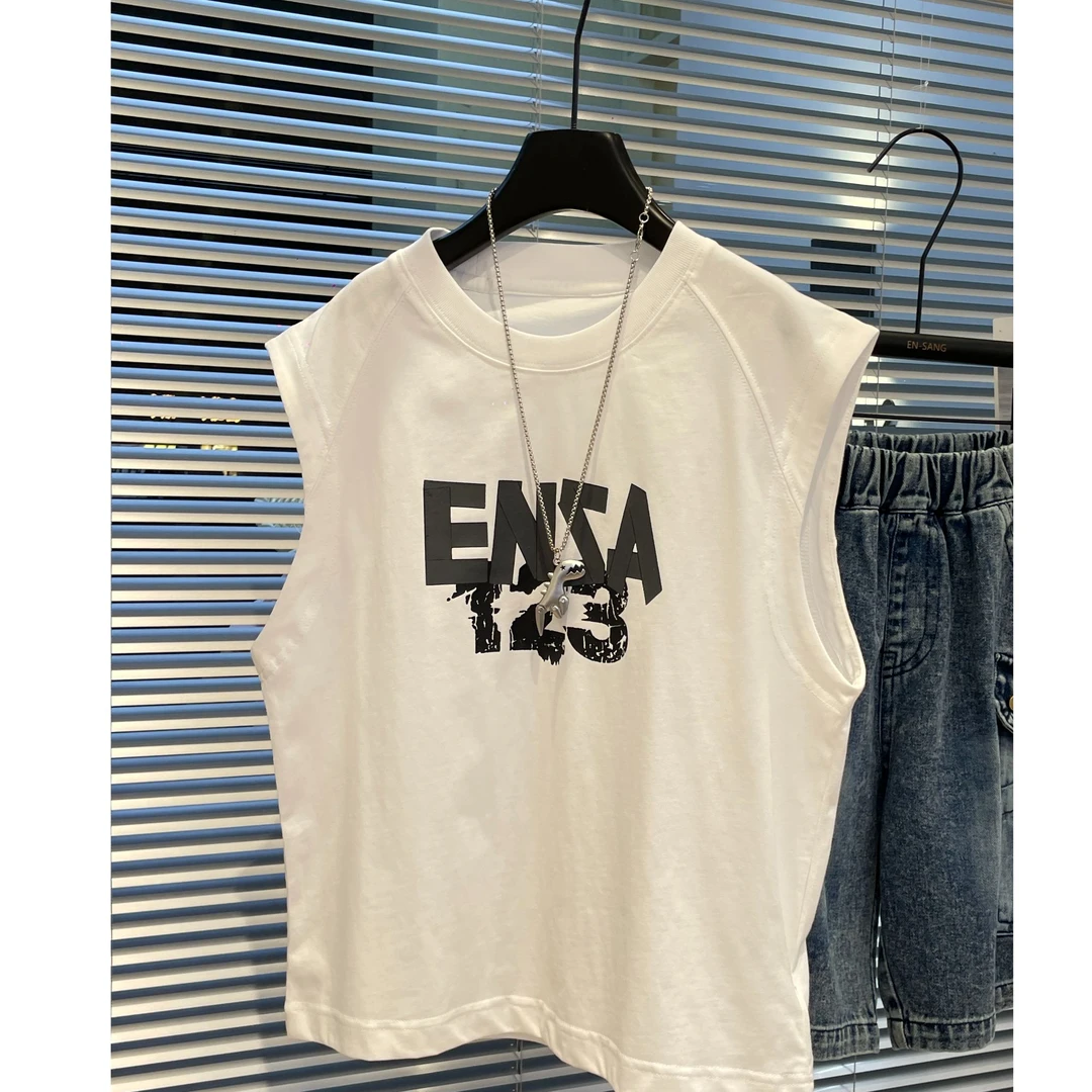 【杨少华服饰】夏季小众时尚百搭圆领宽松字母背心男童1090