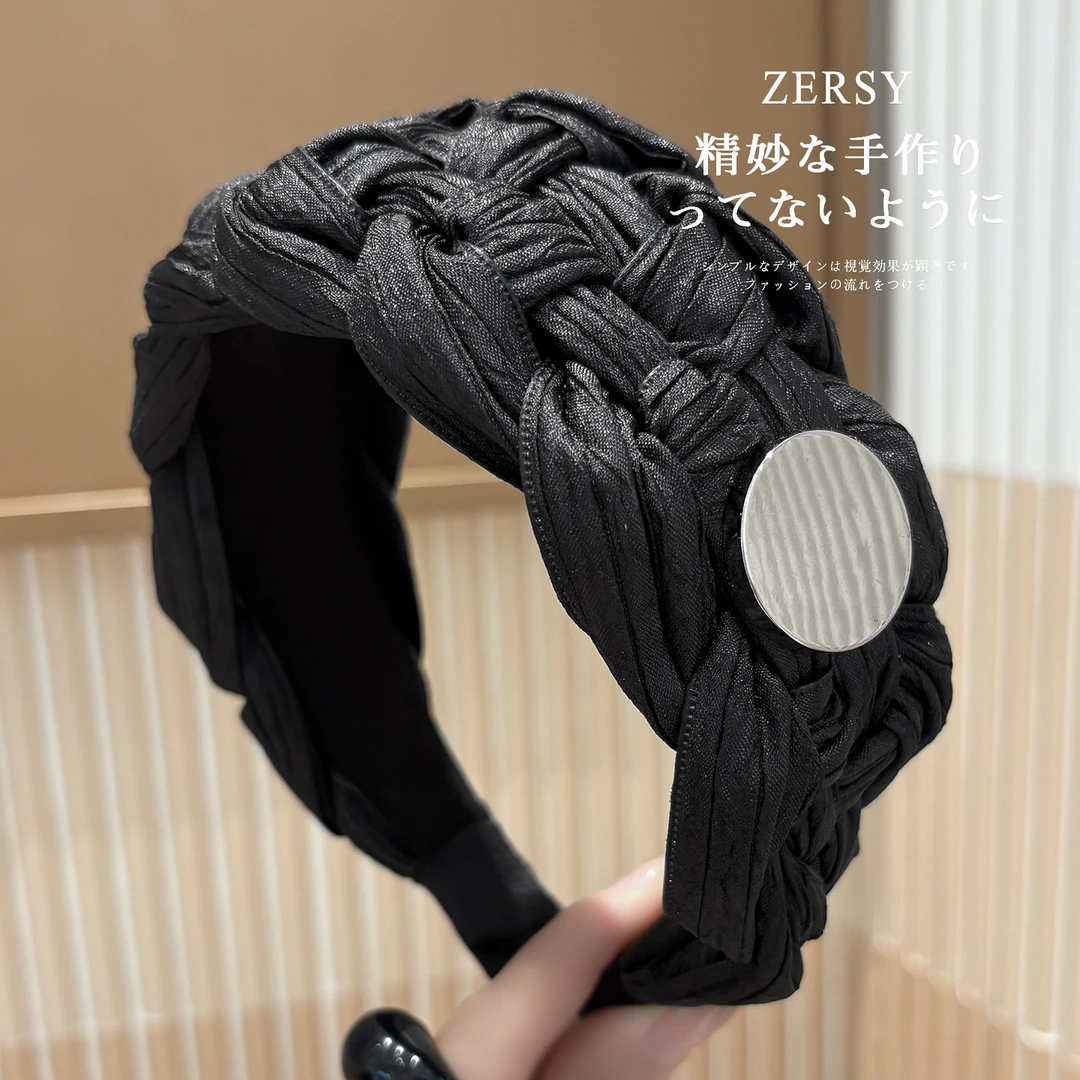 简约黑色编织发箍女新款日常外戴洗脸发卡高颅顶洋气时尚洗脸头箍