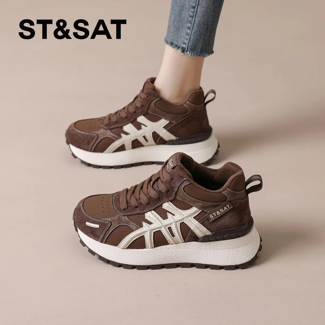 星期六显脚小保暖德训鞋女款2025秋季加绒板鞋休闲加厚ins运动鞋