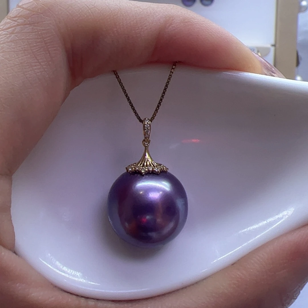 淡水珍珠吊坠(赠链)18K金镶嵌