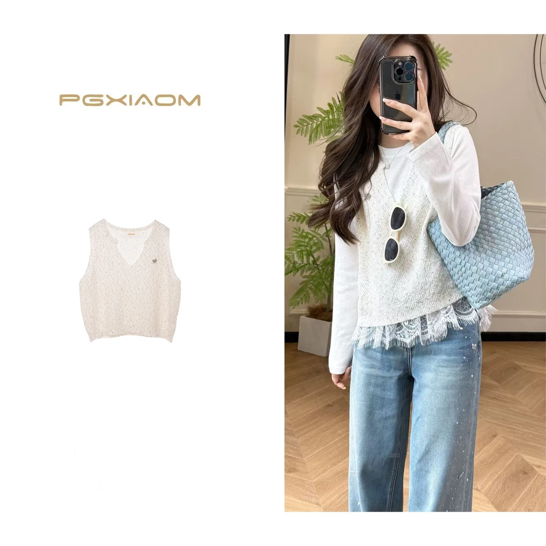 【PGXIAOM】润秀定制杏色针织马甲MJ9805