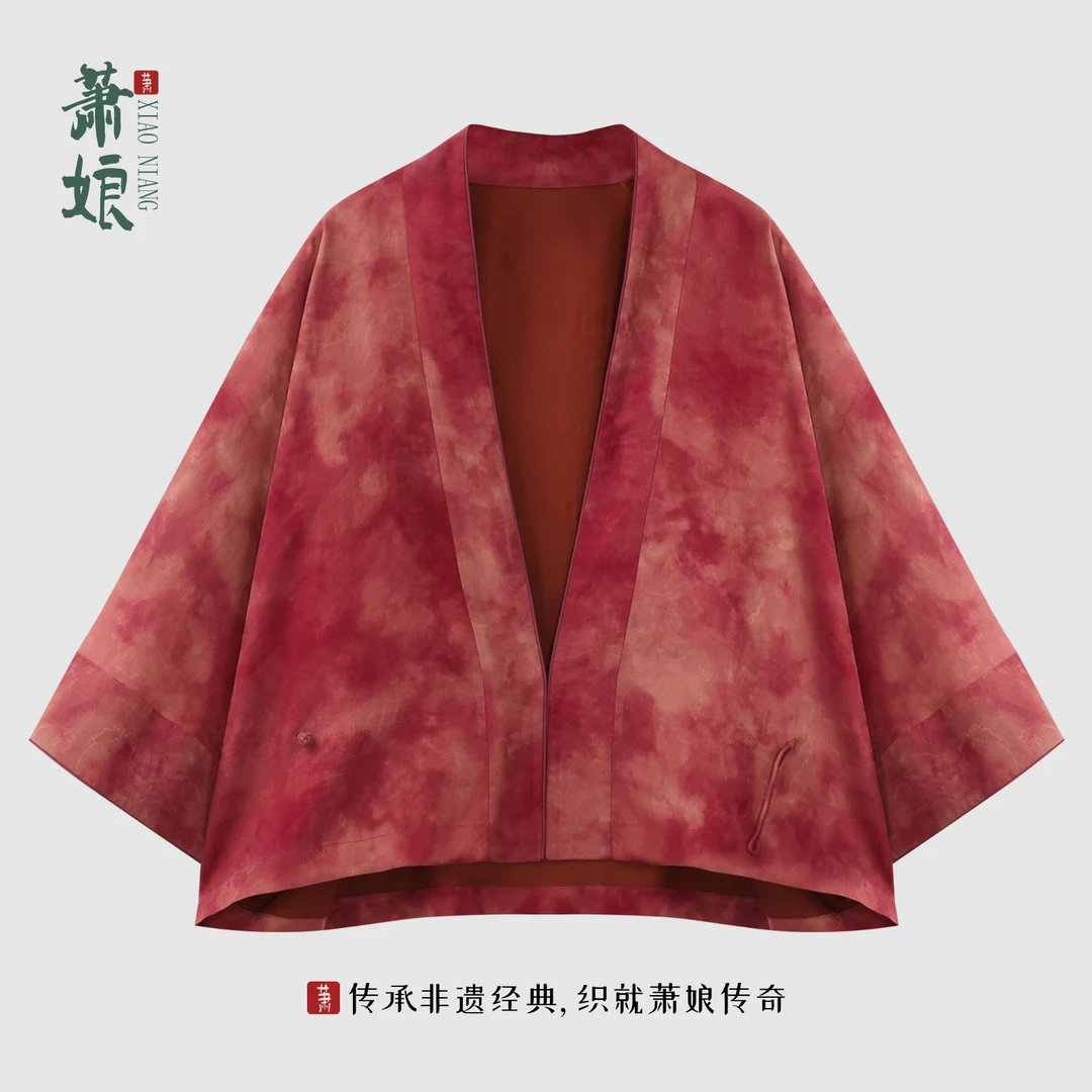萧娘【桃花仙】纱罗红云纱外套桑蚕丝新中式长袖女外套5439