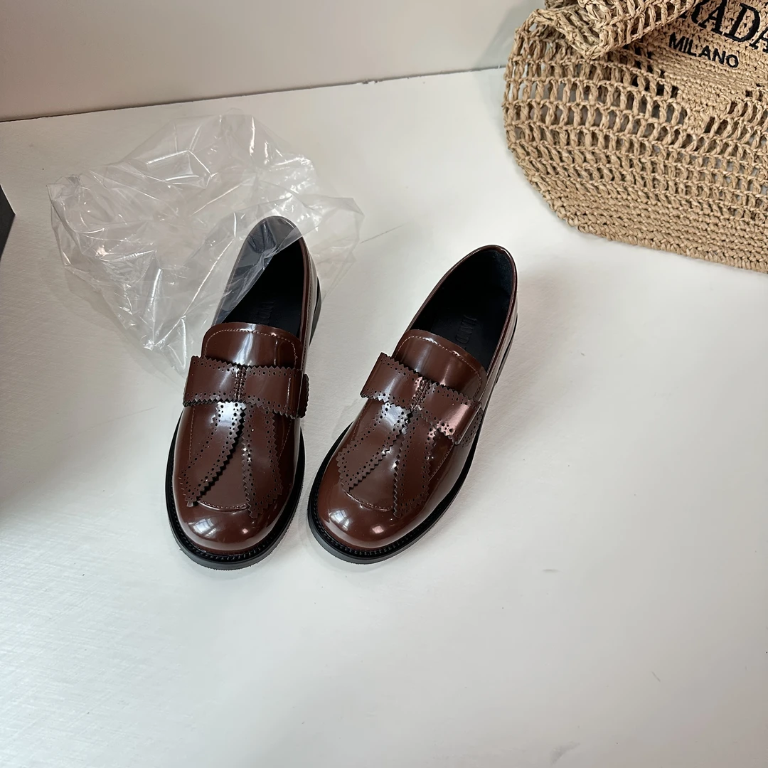 百搭蝴蝶结布洛克雕花舒适时尚休闲真皮软底复古春季英伦风乐福鞋