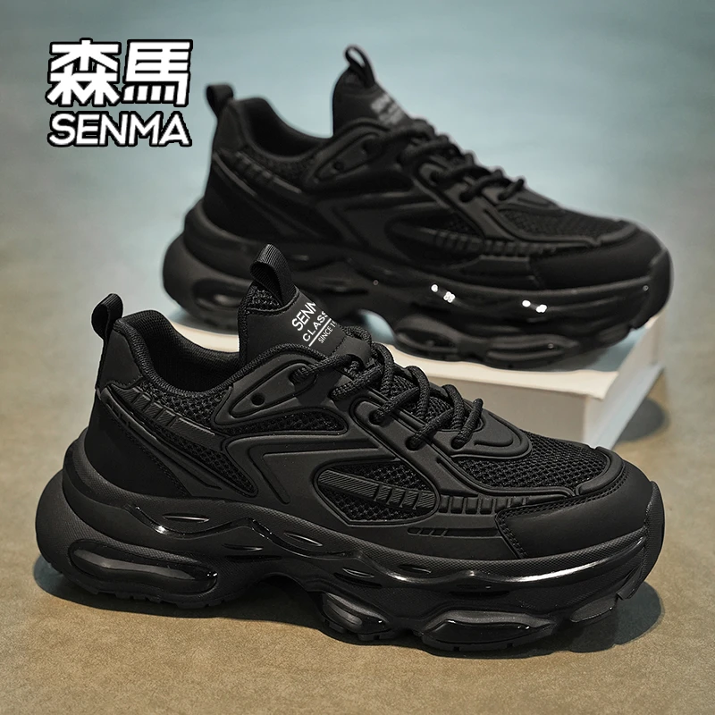 SENMA/森马男鞋秋季透气2025新款潮牌运动休闲跑步厚底防滑老爹鞋