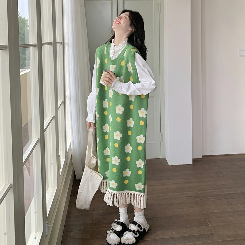 超好看减龄流苏提花背心连衣裙套装女新款春季叠穿衬衫小众两件套