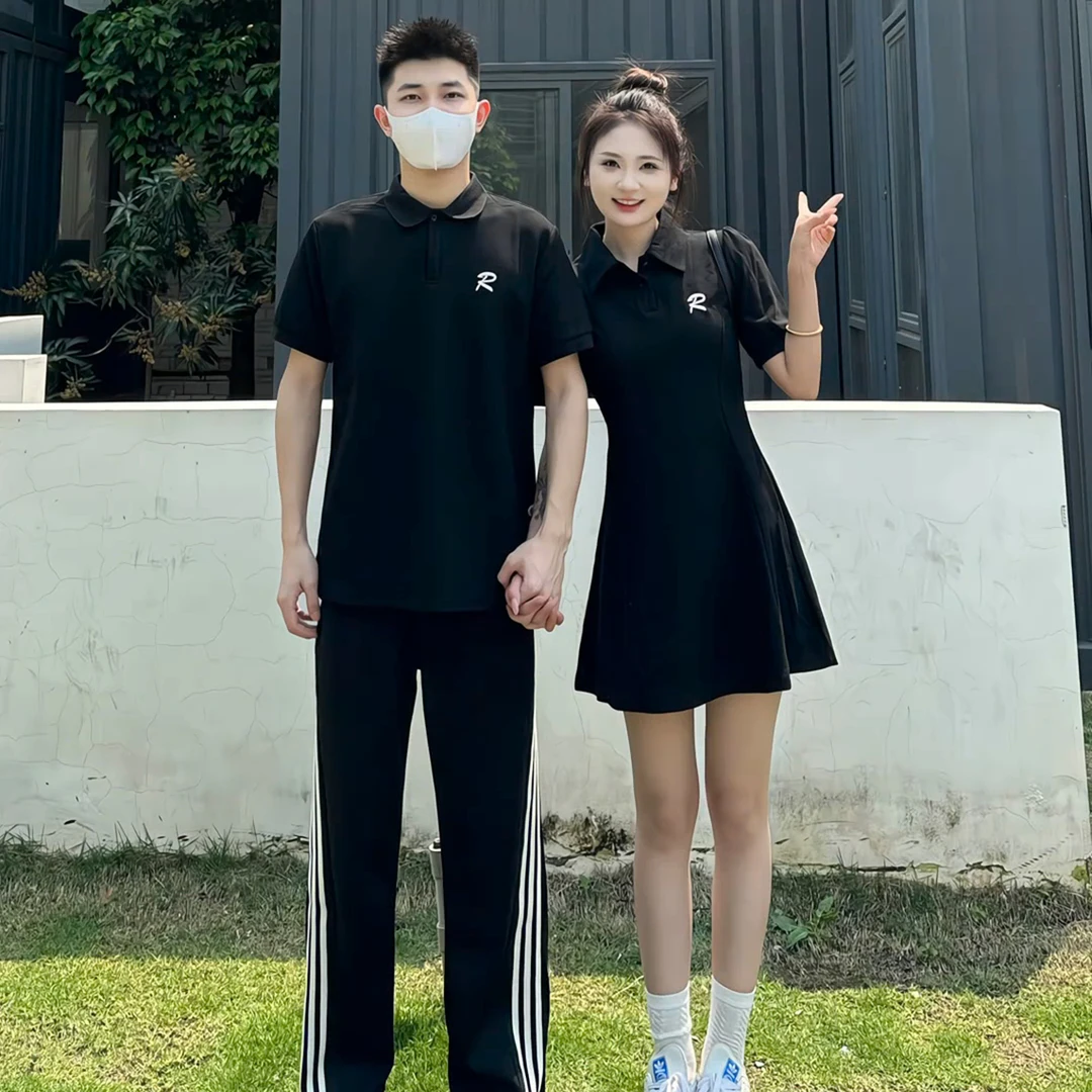 情侣装高级感一衣一裙短袖POLO衫小众设计感新款气质夏天连衣裙潮