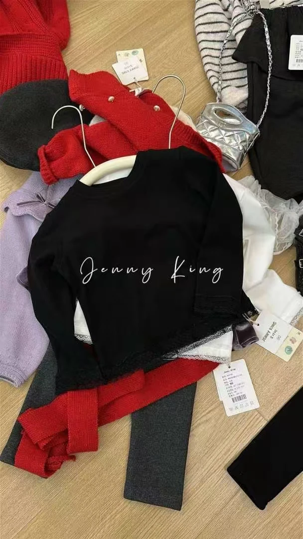 【H1】金珍妮169黑色蕾丝打底童装