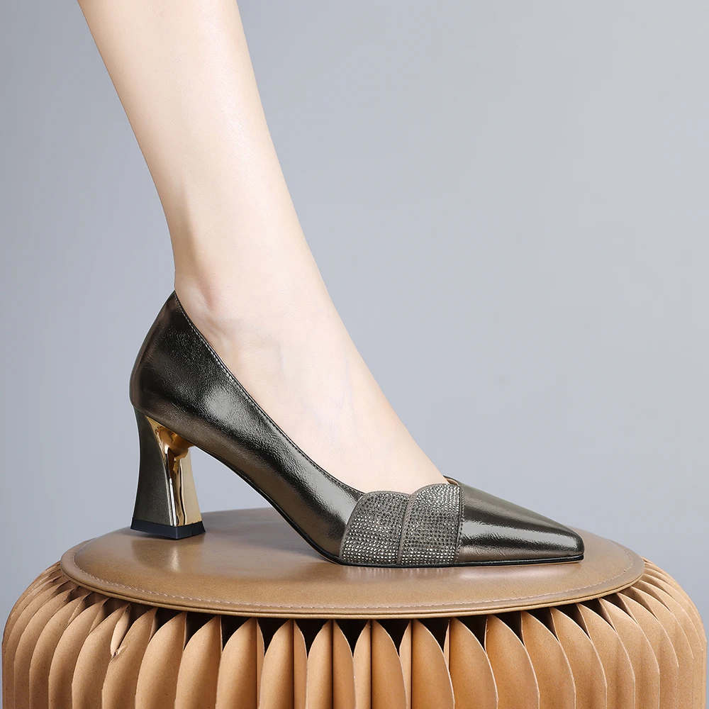 2024年新款欧美性感温柔气质通勤单鞋女气质显瘦舒适粗跟女鞋0180