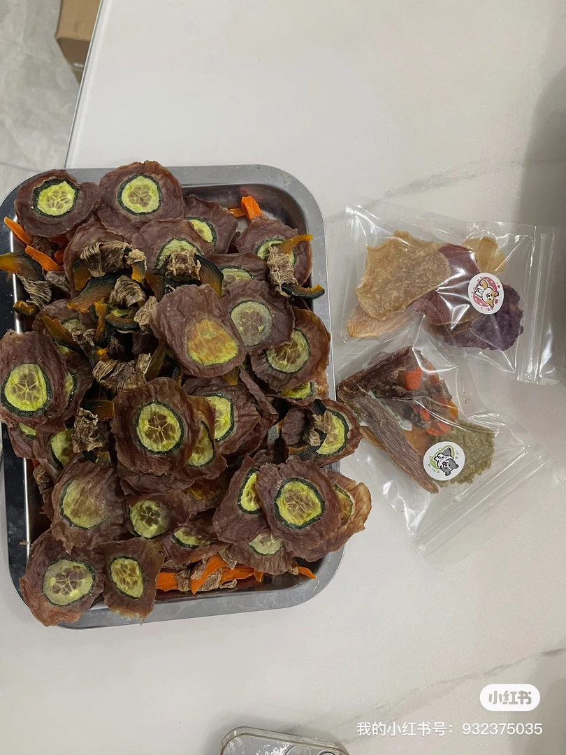 手工黄瓜鸭肉片狗狗零食下火去泪痕适用于训犬奖励
