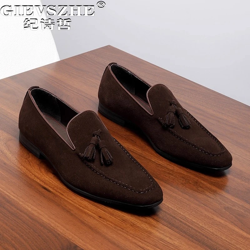 纪诗哲男鞋复古透气潮流休闲鞋子男款百搭轻奢皮鞋舒适时尚乐福鞋