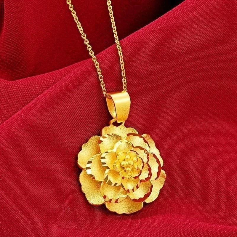 玫瑰花吊坠  大方漂亮玫瑰花朵项链高雅花朵吊坠款