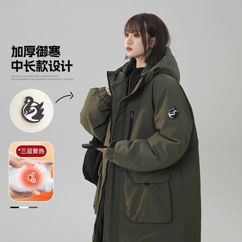 MTVO迈特优中长款工装棉服男冬季潮流冲锋保暖情侣棉衣军大衣外套