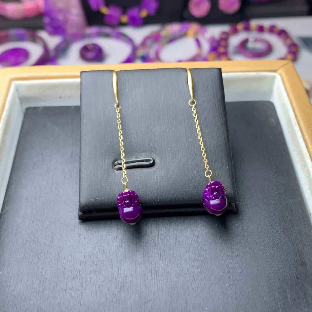 苏纪石（舒俱来）18K金镶嵌耳坠