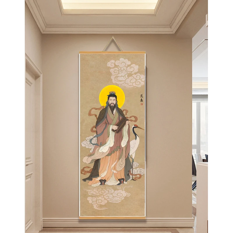 【208财神范蠡】60x120cm现代简约挂轴装饰画办公室家居装饰画