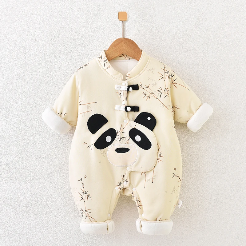 新生儿连体衣夹棉加厚棉衣秋冬季婴儿衣服萌娃宝宝外出服冬装