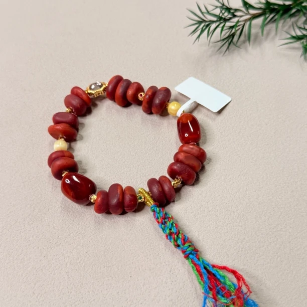 【六六中古】单圈南红玛瑙手串yk018珠子12.5-13