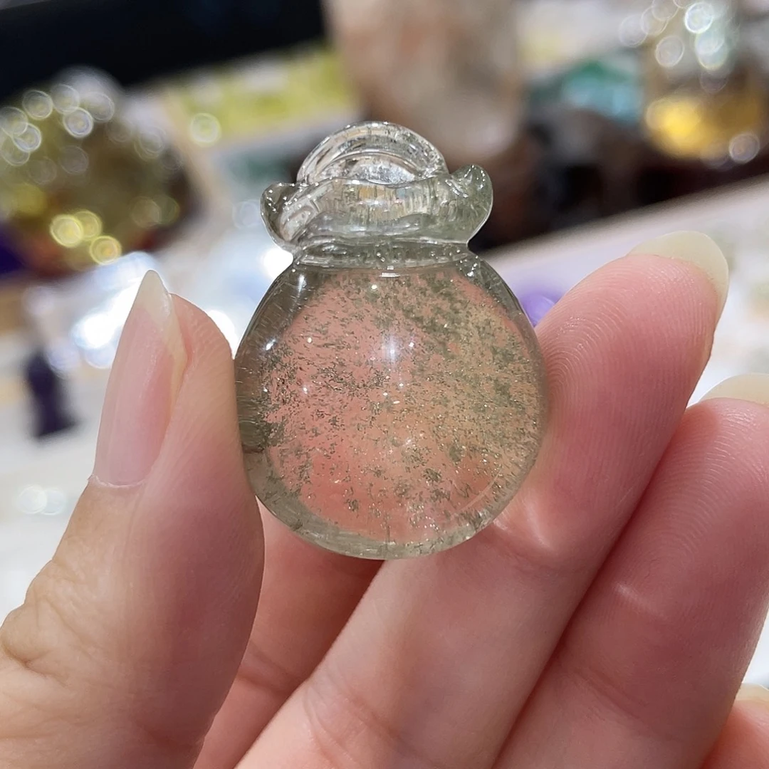 水晶珠宝半成品未镶嵌绿幽灵钱袋子