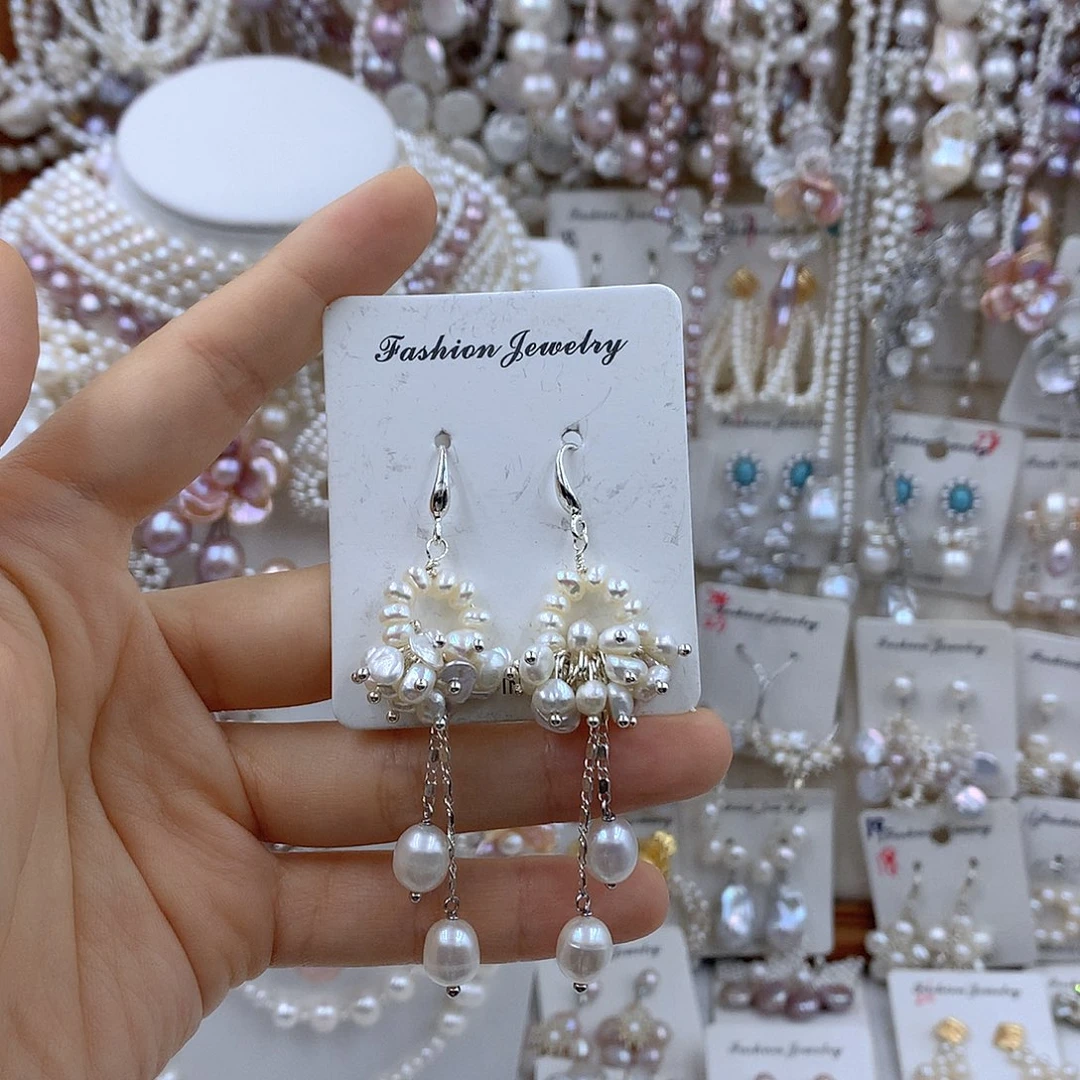 项链耳饰淡水珍珠银S925镶嵌