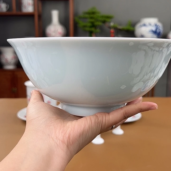 滑石子 素胎大面碗20公分，微瑕