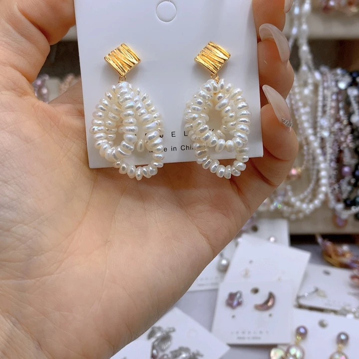 淡水珍珠耳饰银S925镶嵌