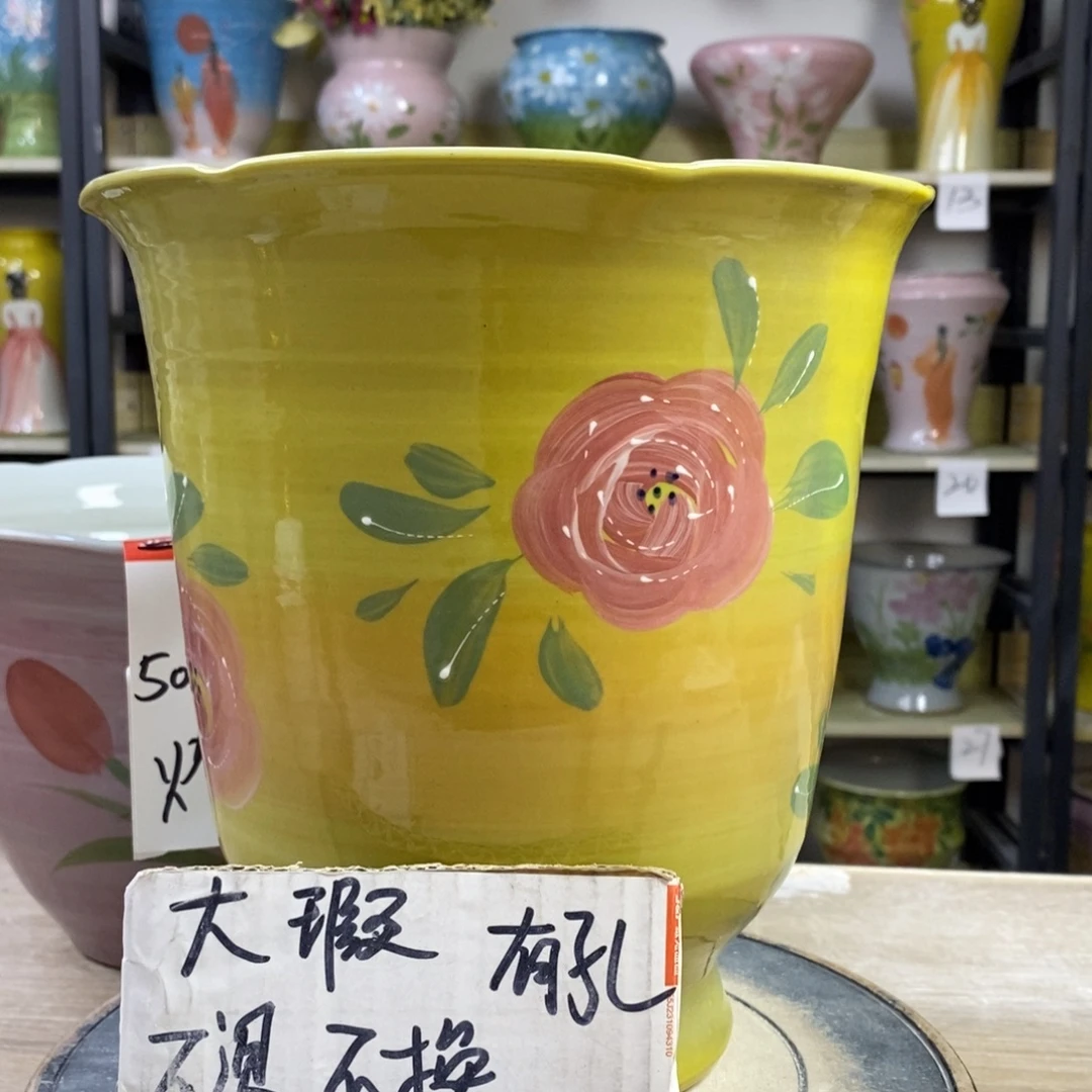 景德镇手工手绘陶瓷花盆