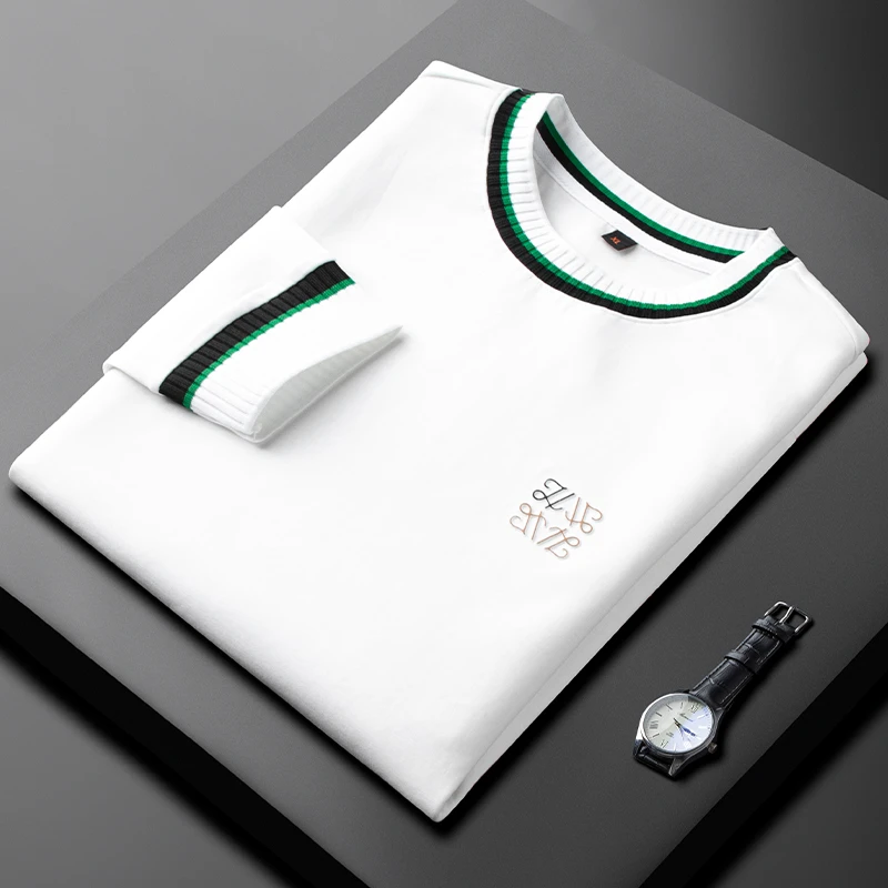 施摩瓦戈轻奢修身圆领卫衣男长袖秋冬休闲时尚保暖打底衫高档T恤