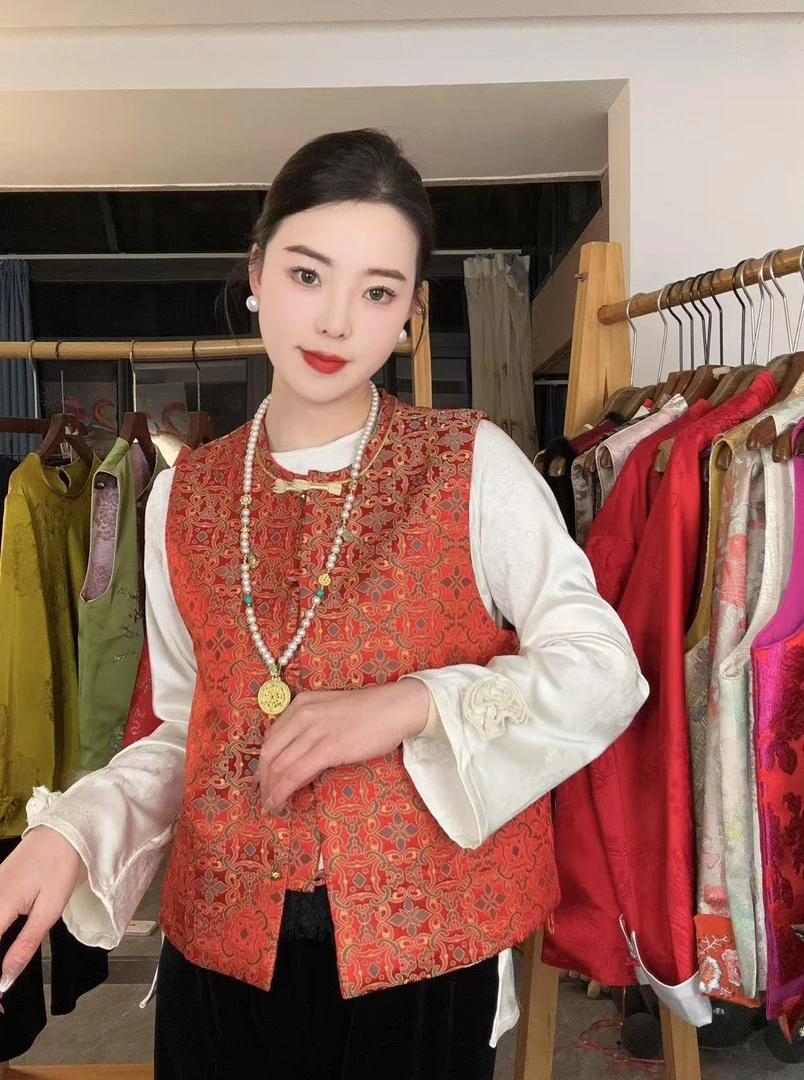 CHUNTIAN【红运】李李新中式新宋锦提花马甲百搭