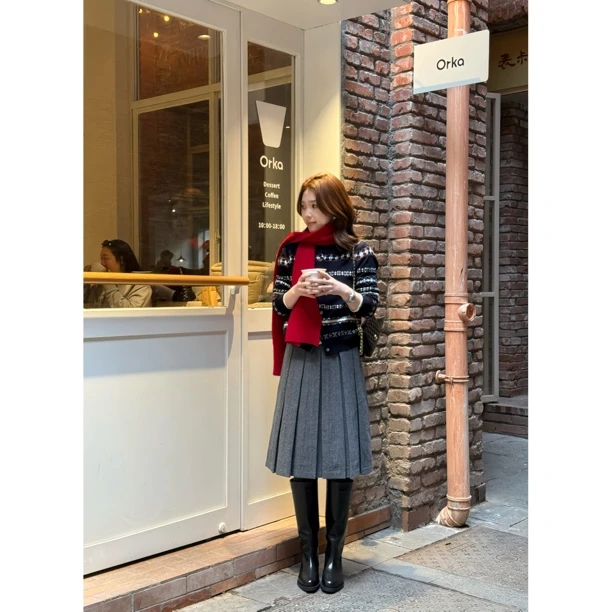 【涟漪】MEGANLE 全羊毛复古撞色费尔岛提花针织开衫2025278