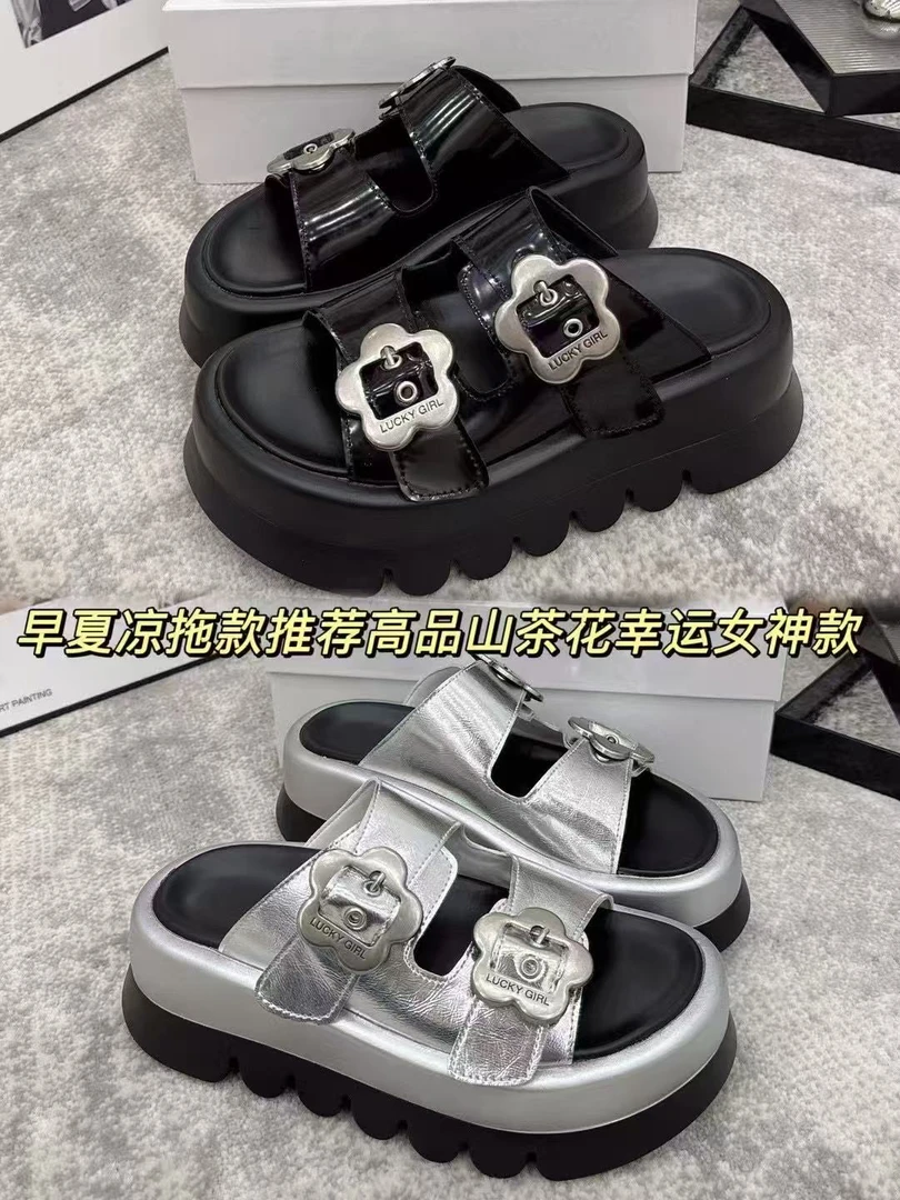 唐小肉潮搭半拖极简设计休闲百搭厚底网红夏季时尚舒适山茶花4-21