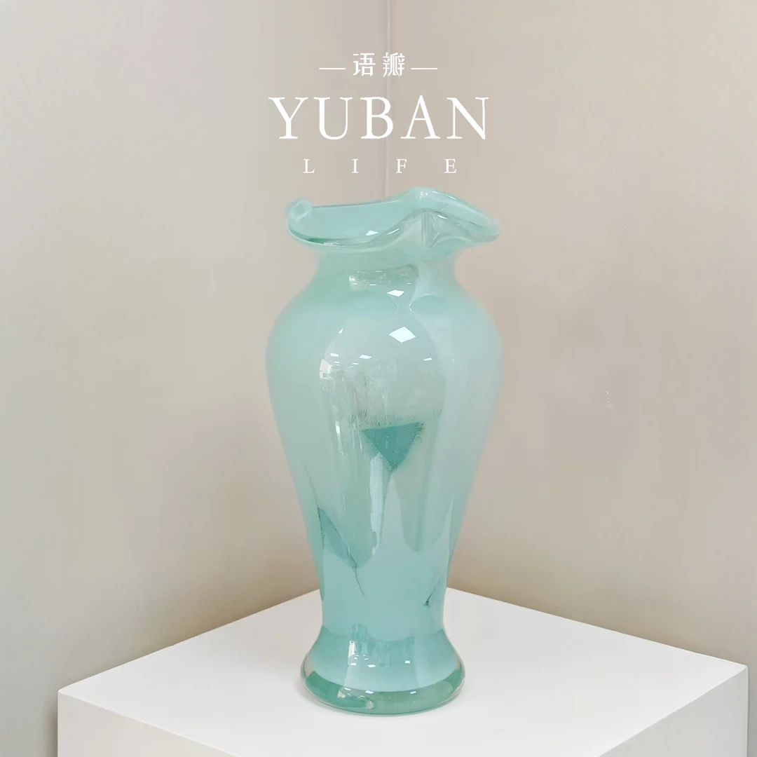 美人鱼琉璃花瓶 法式奶油风玻璃花瓶 高级小众鲜花百合郁金香摆件