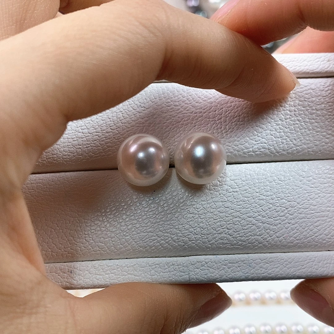 海水珍珠耳钉18K金镶嵌12-13mm冷光澳白耳钉（维纳斯品质）