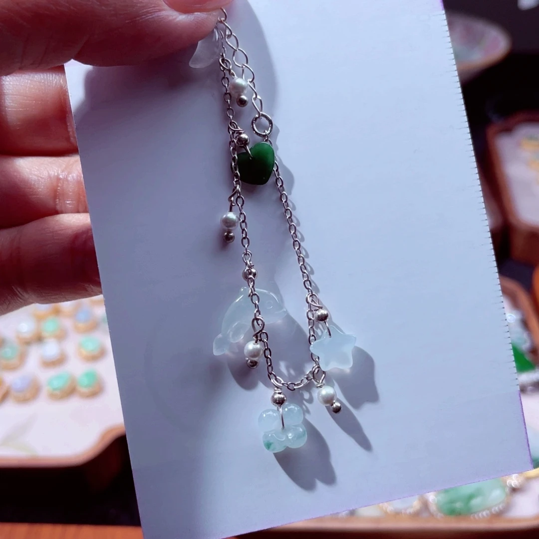 翡翠银S925镶嵌颈饰手链