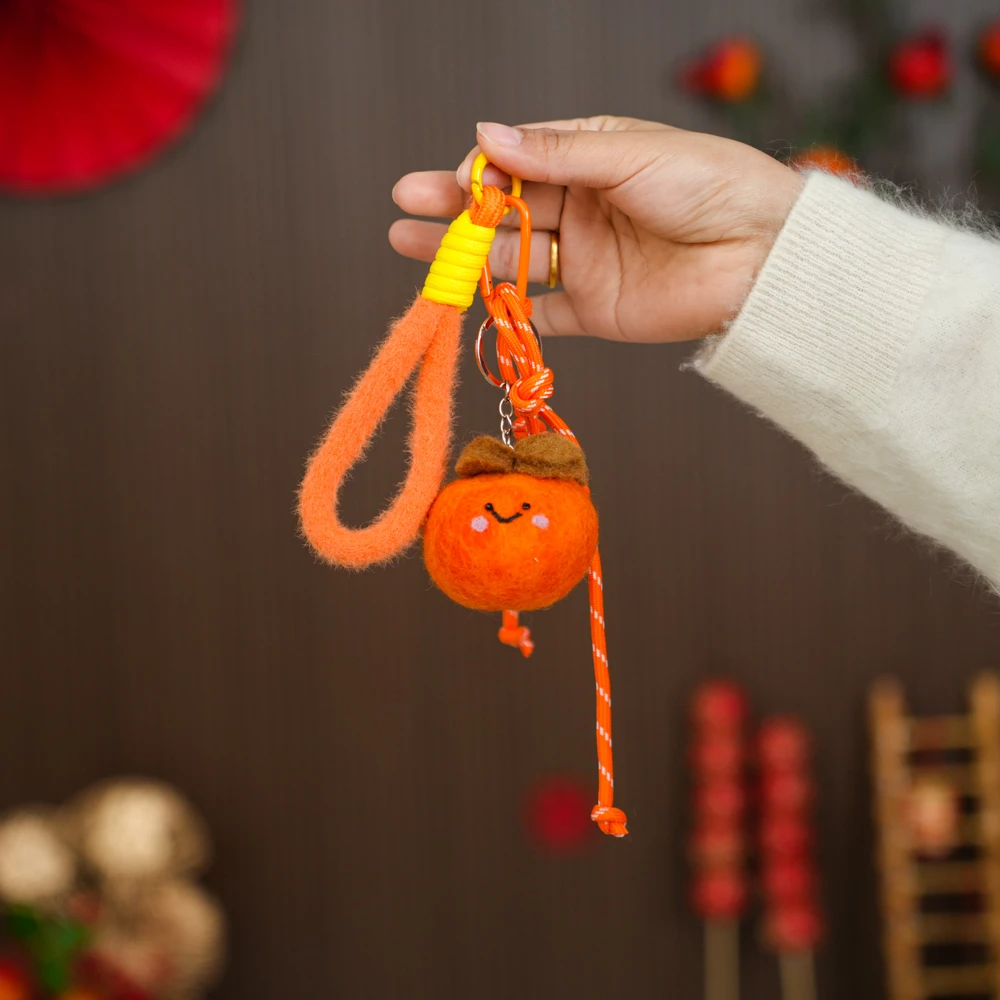 新款中国风植绒柿子挂件新年挂件钥匙扣包挂车挂
