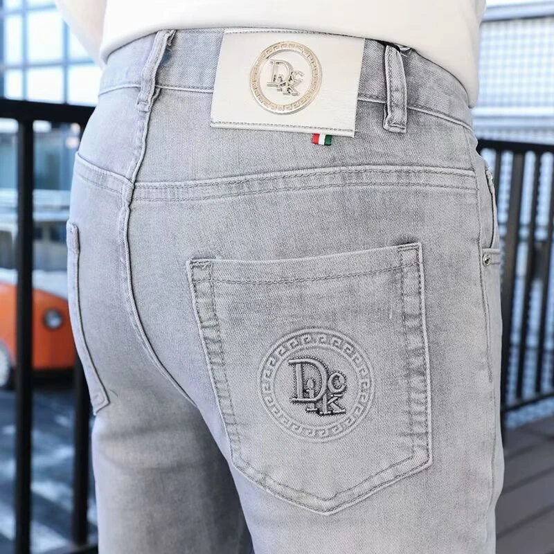 夏季薄款男士春秋牛仔裤轻奢九分弹力修身直筒休闲潮流男款长裤