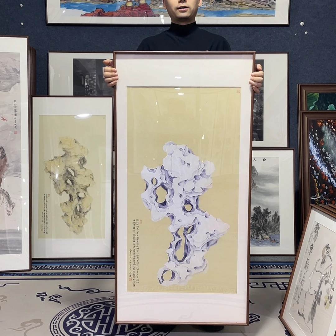 国画手绘画作品带框60/120