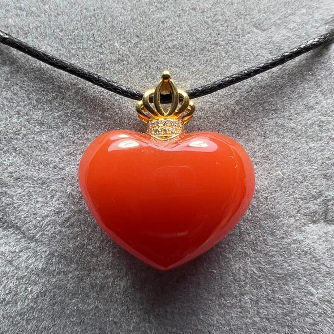 南红玛瑙18K金镶嵌吊坠