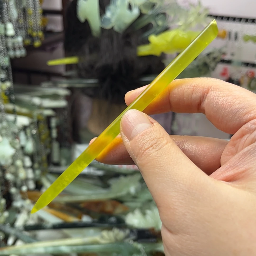 岫玉未镶嵌发饰长度14厘米左右