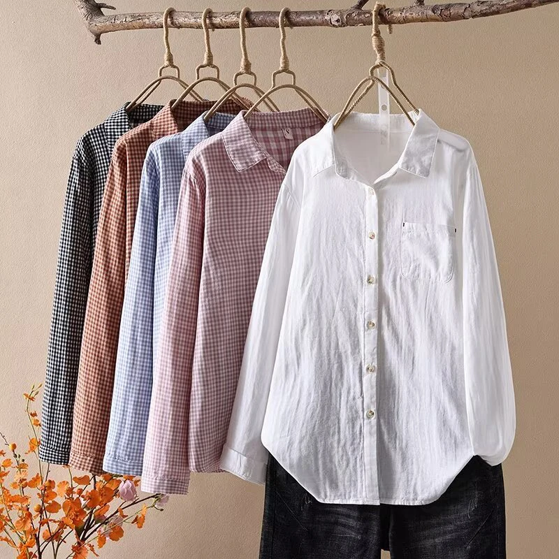 经典格子软糯亲肤纯棉衬衫2025长袖纯棉衬衫千鸟格衬衫春季新款
