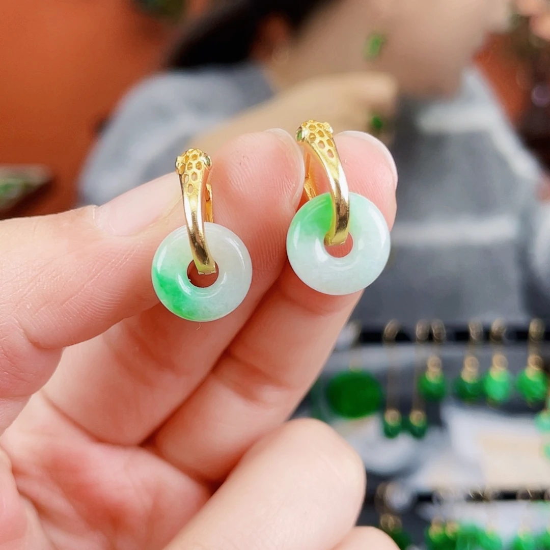 翡翠未镶嵌耳饰饰品