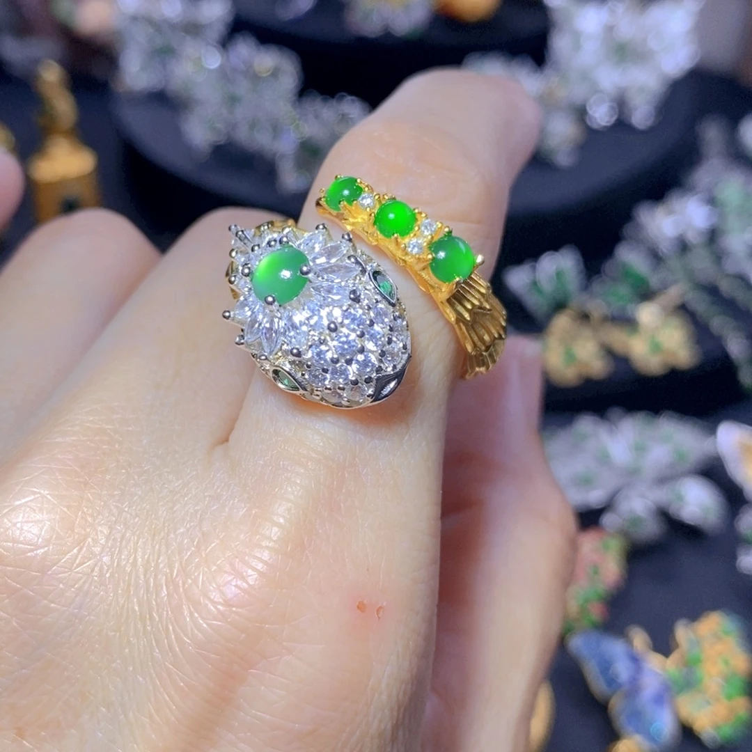 翡翠银S925镶嵌毛衣链天然翡翠