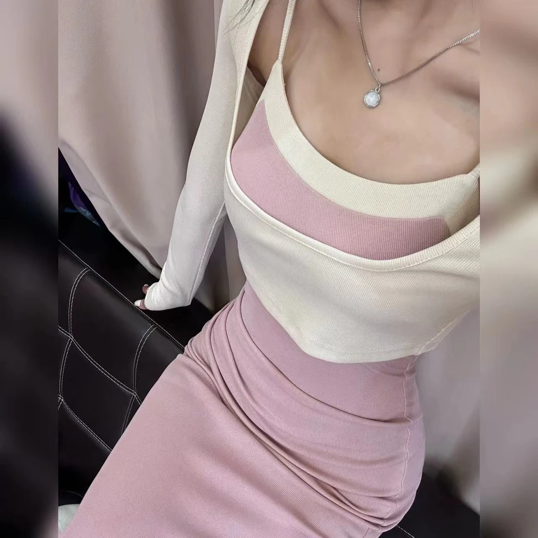 茵茵【少女心事】法式两件套女装连衣裙显瘦长袖时尚SJJXM404160