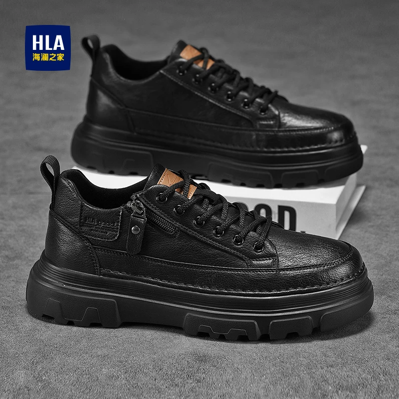 HLA/海澜之家2025秋季新款马丁靴高级感工装板鞋男鞋休闲鞋皮鞋男