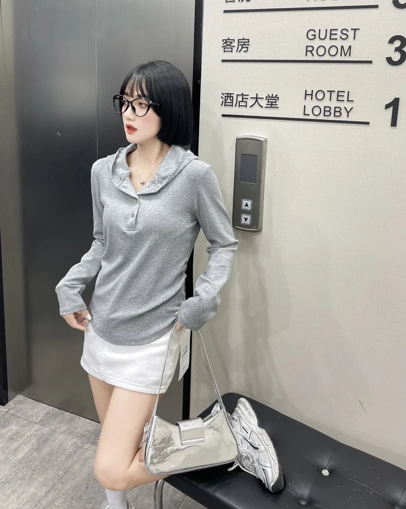 2025春季新款时尚休闲百搭收腰显瘦T恤蕾丝连帽衫